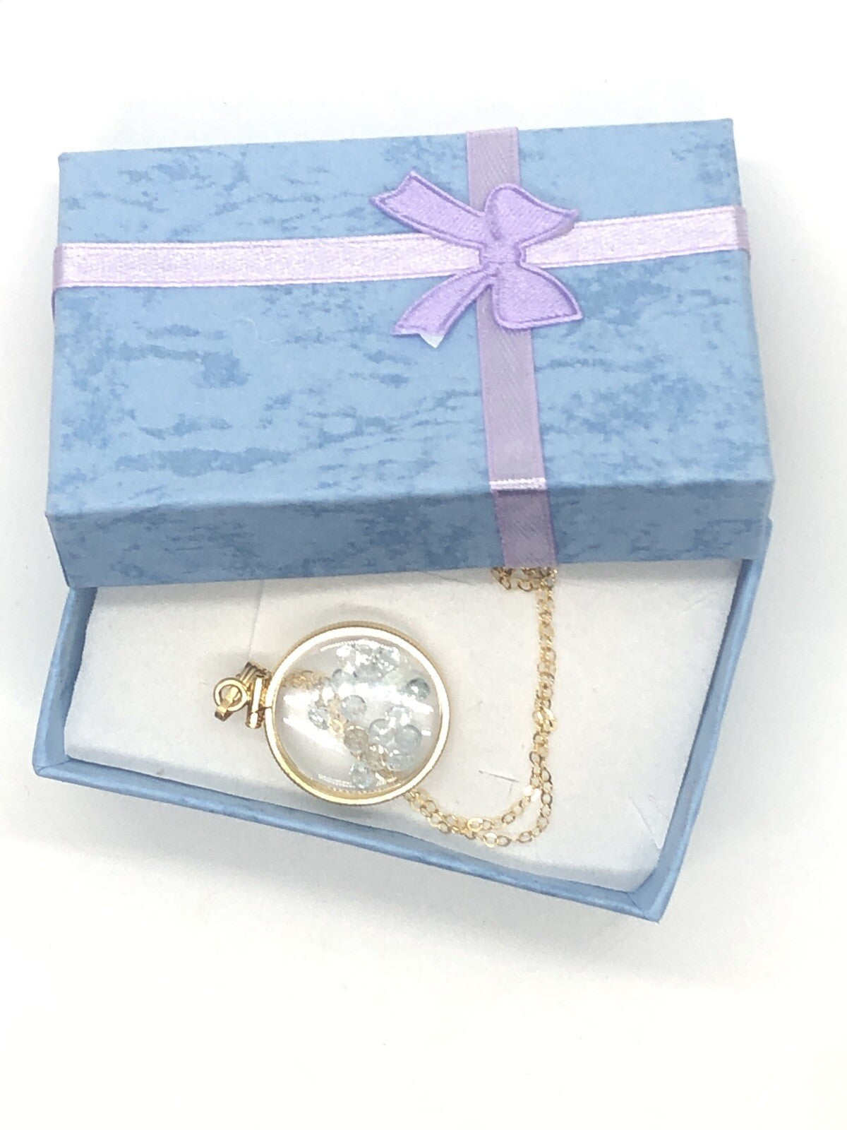 Handmade Aquamarine Shaker Locket 14k GF or Silver, Custom for Mother’s Day