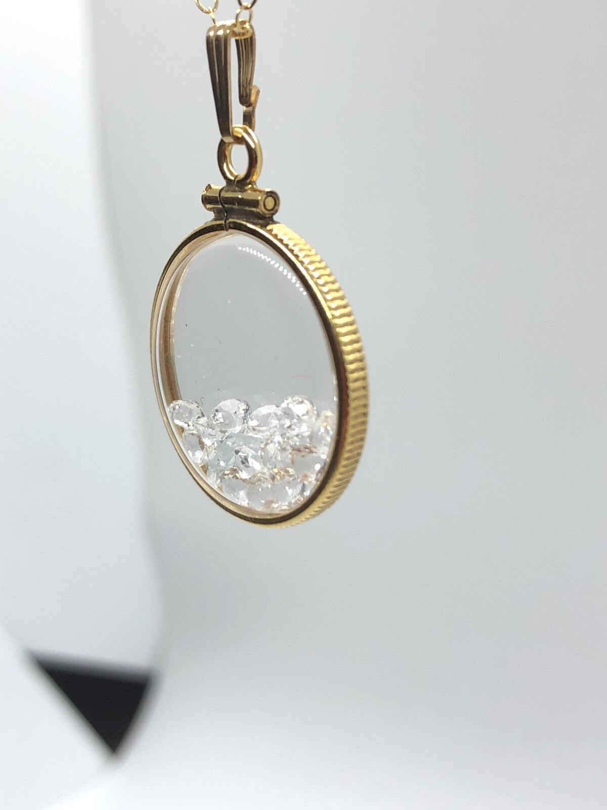 Handmade White Topaz Shaker Locket 14k GF W/ beautiful April Birthstone 2.7 CTW