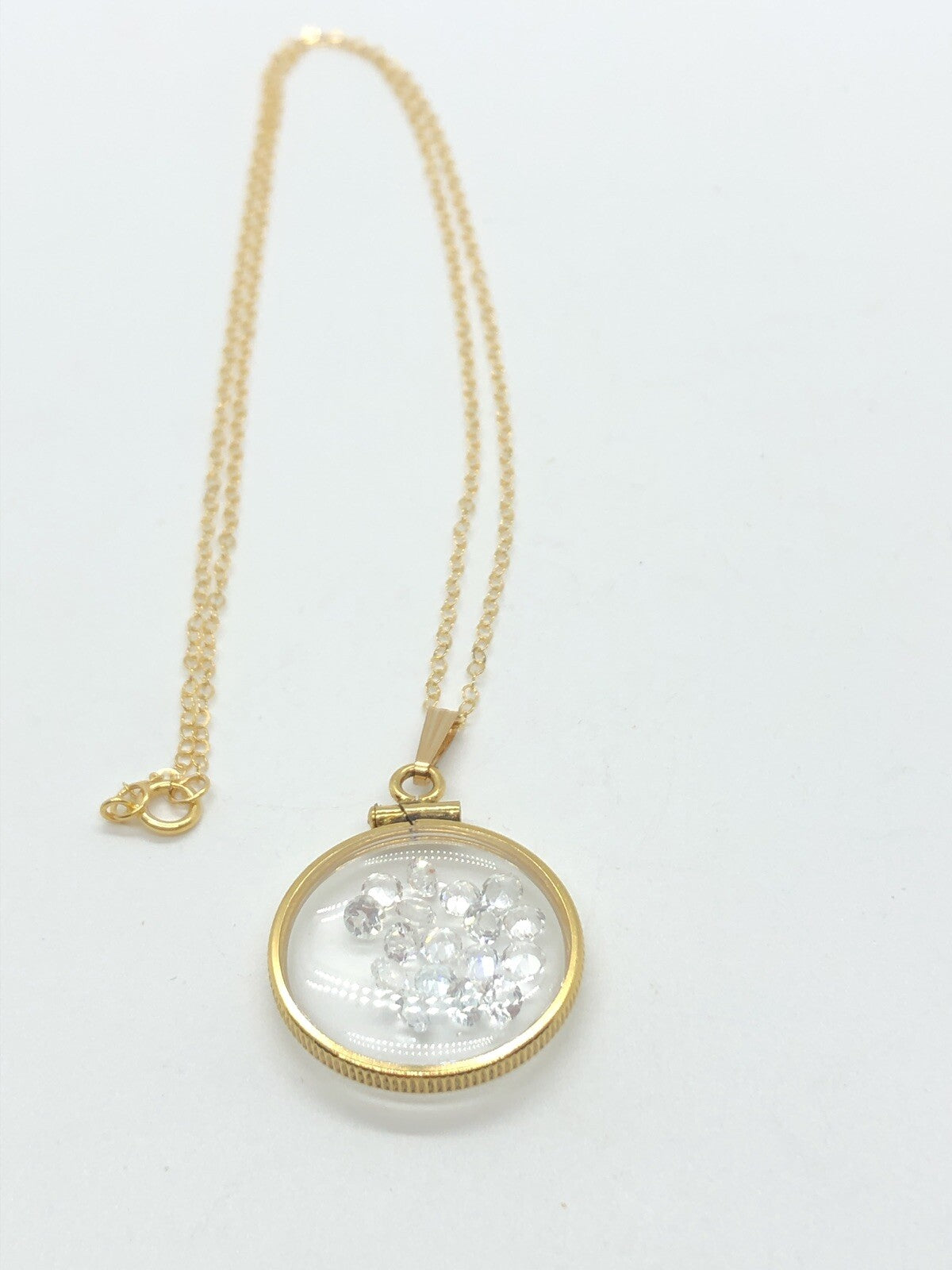 Handmade White Topaz Shaker Locket 14k GF W/ beautiful April Birthstone 2.7 CTW