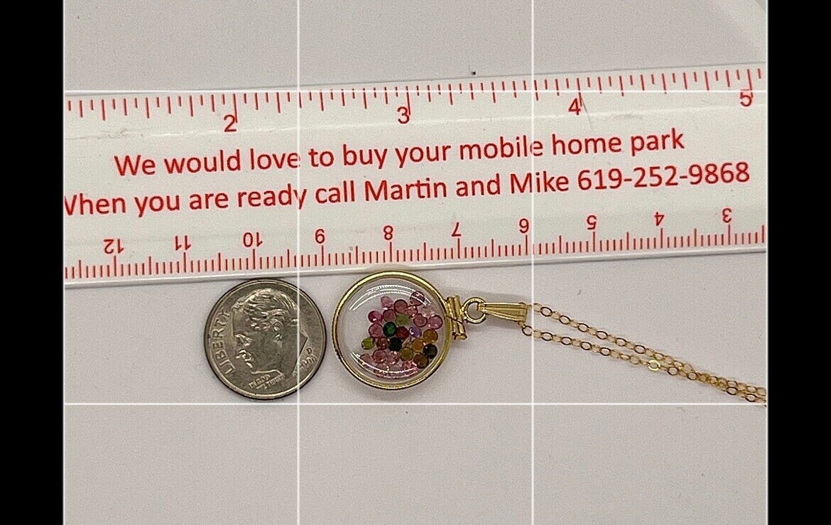 Handmade 14k Solid Gold Emerald, Garnet, Sapphire Shaker Locket , Artistic