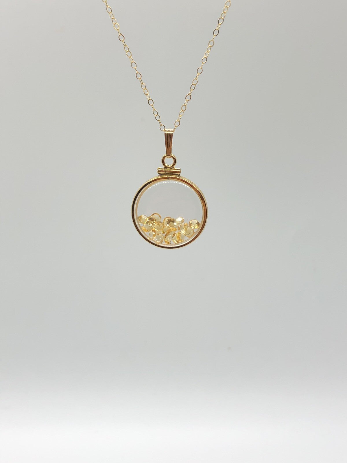 Handmade Citrine Shaker Locket 14k GF with beautiful November Birthstone 2 CTW