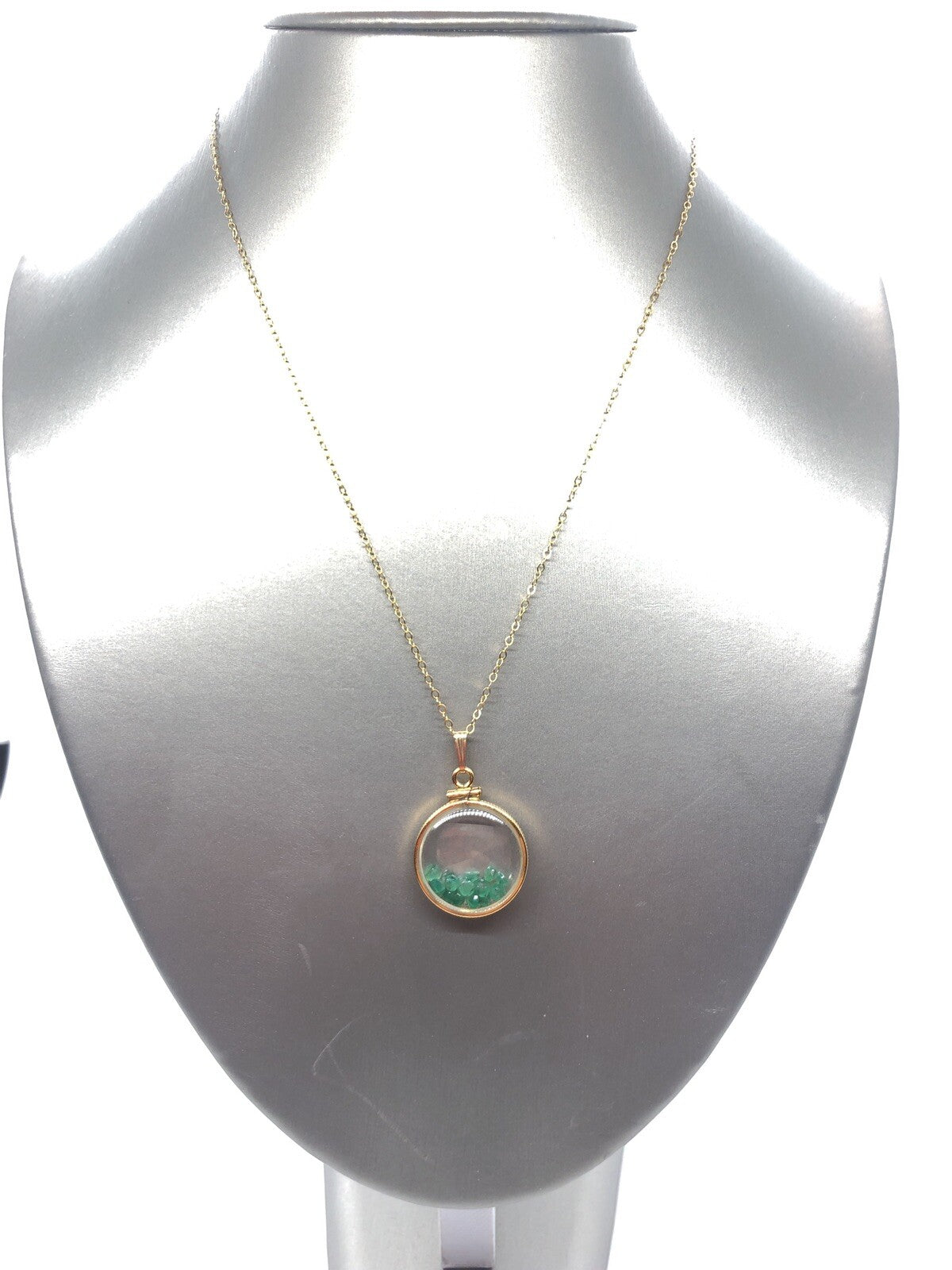 Handmade Emerald Shaker Locket 14k GF or Sterling Silver, Custom 4 Mother’s Day
