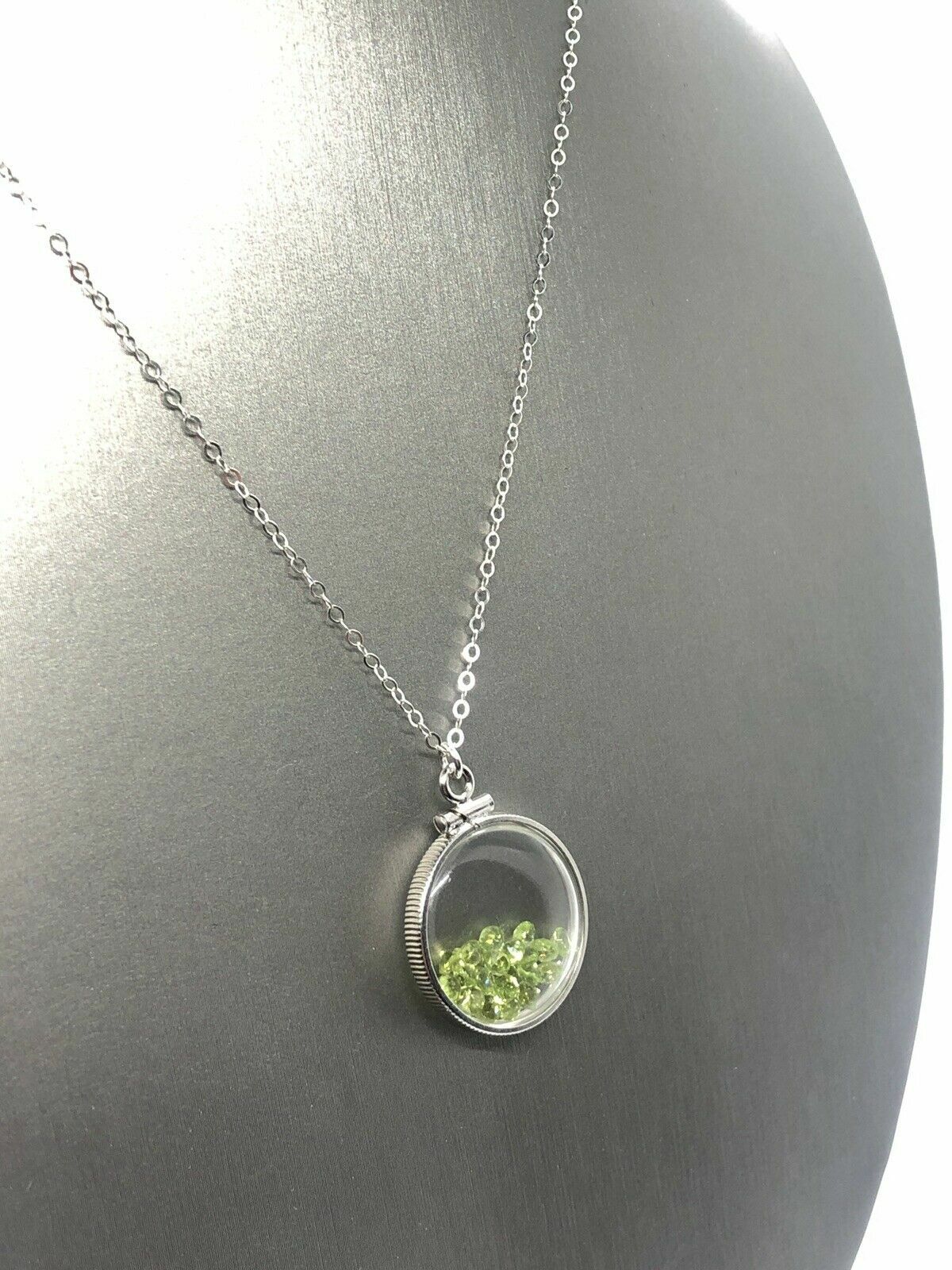 Handmade Peridot Shaker Locket 14k GF or Sterling Silver, Custom Mother’s Day