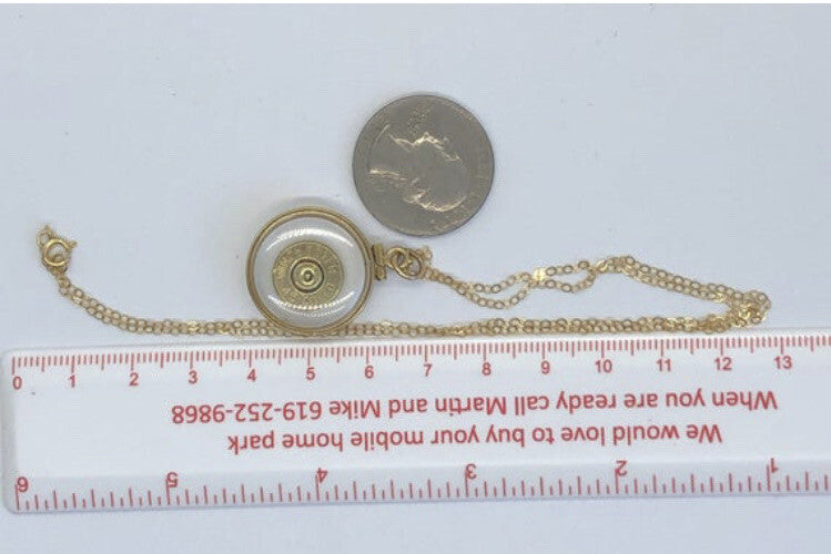 Winchester 45 auto handmade bullet slice in 14k gold filled shaker locket,