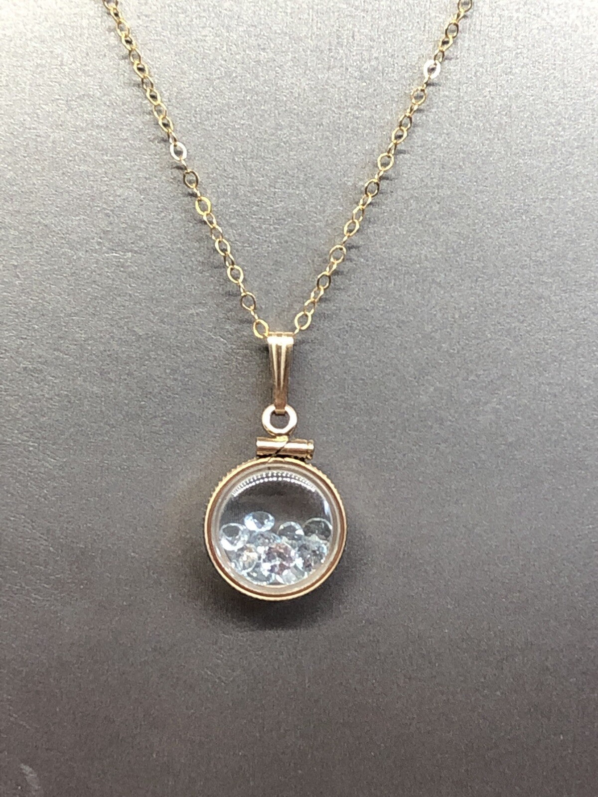 Handmade12.5 mm Aquamarine Shaker Locket 14k GF/ Silver,Custom for Mother’s Day
