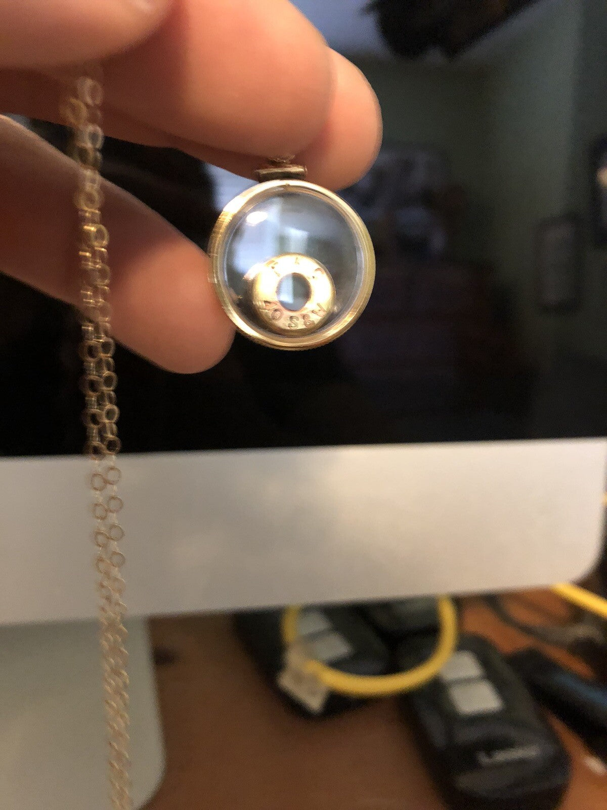 40 cal bullet necklace with floating amethyst Vintage 12k gold filled locket