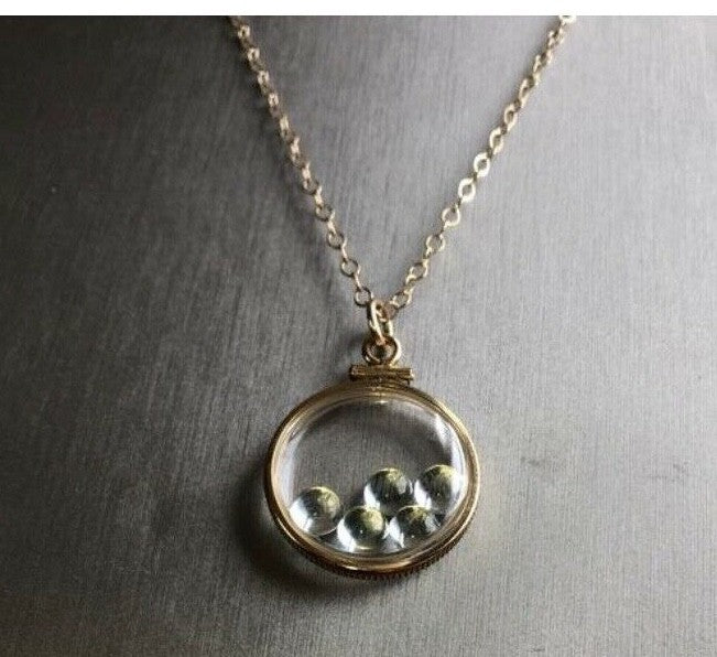 Vintage 12k gold filled shaker locket with 5 sky blue 5mm Topaz cabochons