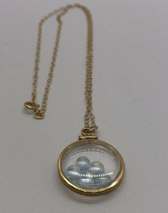 Vintage 12k gold filled shaker locket with 5 sky blue 5mm Topaz cabochons