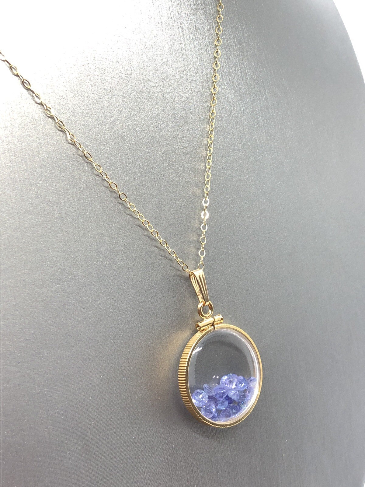 Handmade Tanzanite Shaker Locket 14k GF or Sterling Silver, Custom Mother’s Day