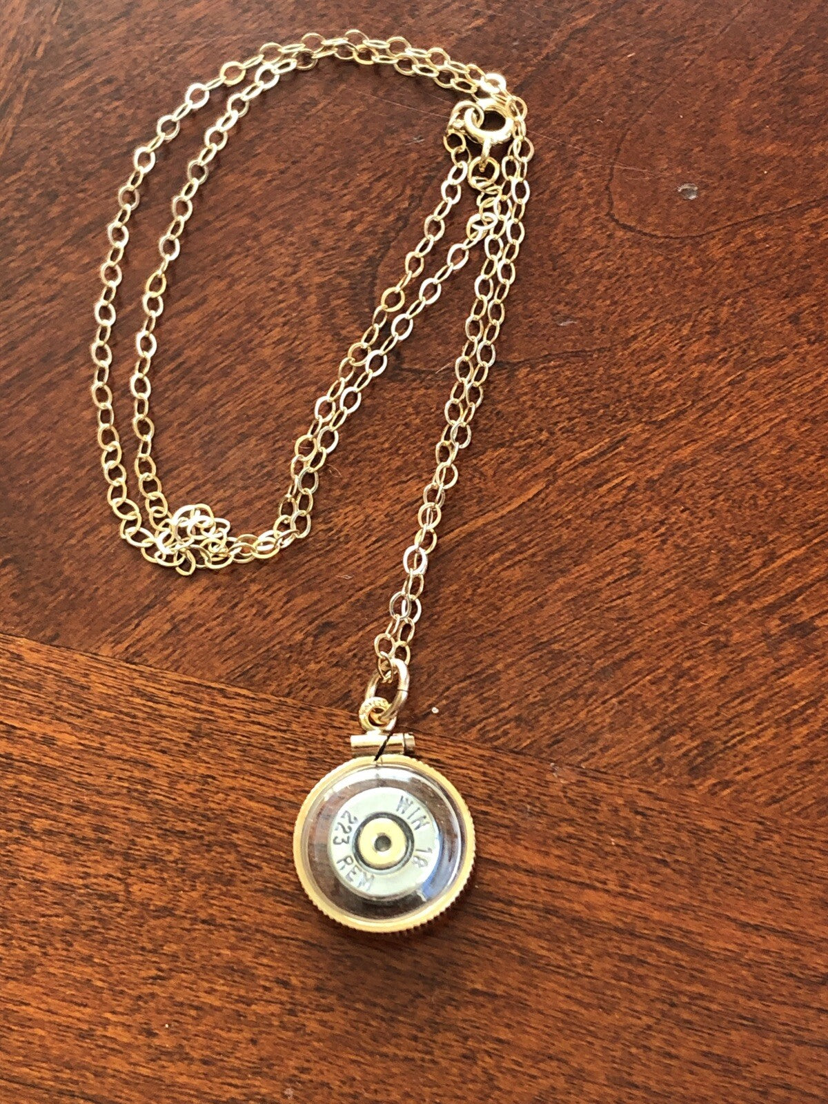 223 bullet necklace,Vintage 12k gold filled locket