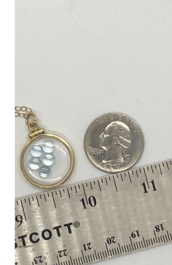 Vintage 12k gold filled shaker locket with 5 sky blue 5mm Topaz cabochons