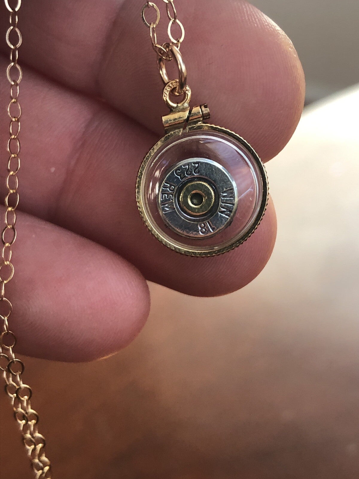 223 bullet necklace,Vintage 12k gold filled locket