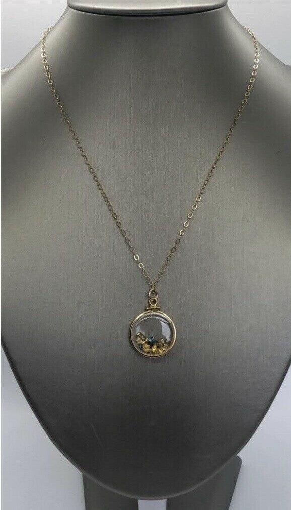 Vintage 12k gold filled shaker locket with 5 sky blue 5mm Topaz cabochons