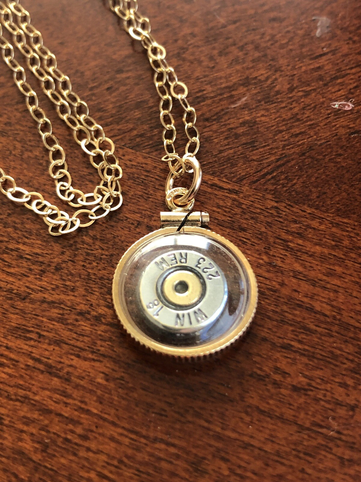 223 bullet necklace,Vintage 12k gold filled locket