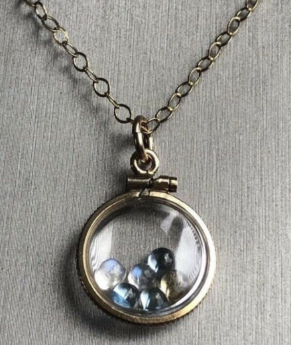 Vintage 12k gold filled Shaker locket with mix of Moonstone, Citrine and Topaz