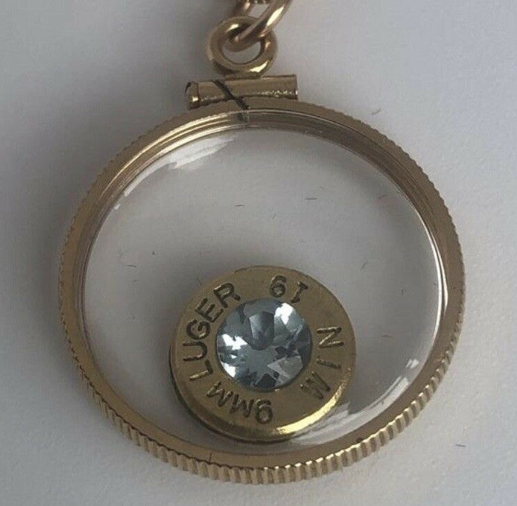 14k GF Handmade 9mm bullet necklace, new with Aquamarine or Tourmaline gemstone
