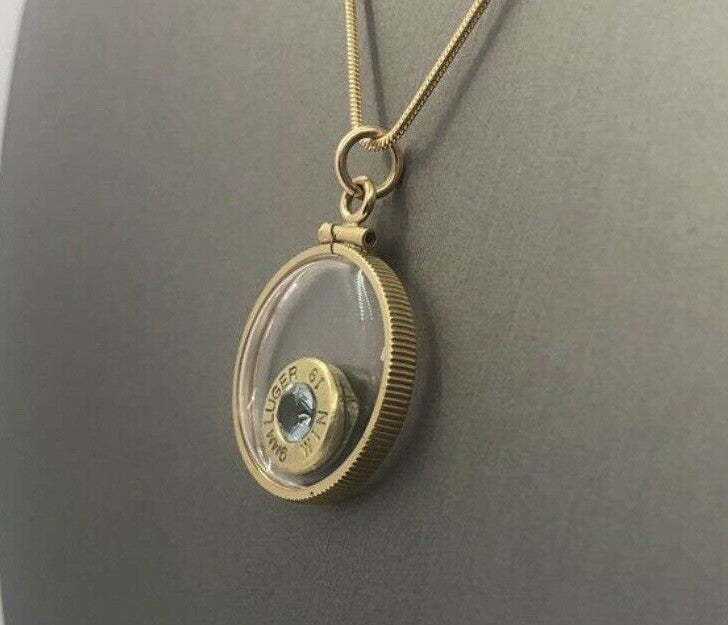14k GF Handmade 9mm bullet necklace, new with Aquamarine or Tourmaline gemstone