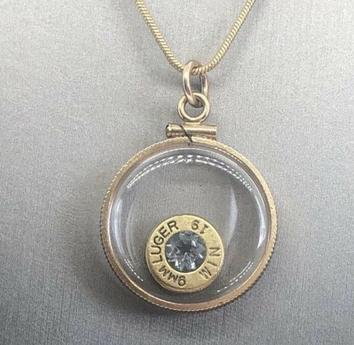 14k GF Handmade 9mm bullet necklace, new with Aquamarine or Tourmaline gemstone