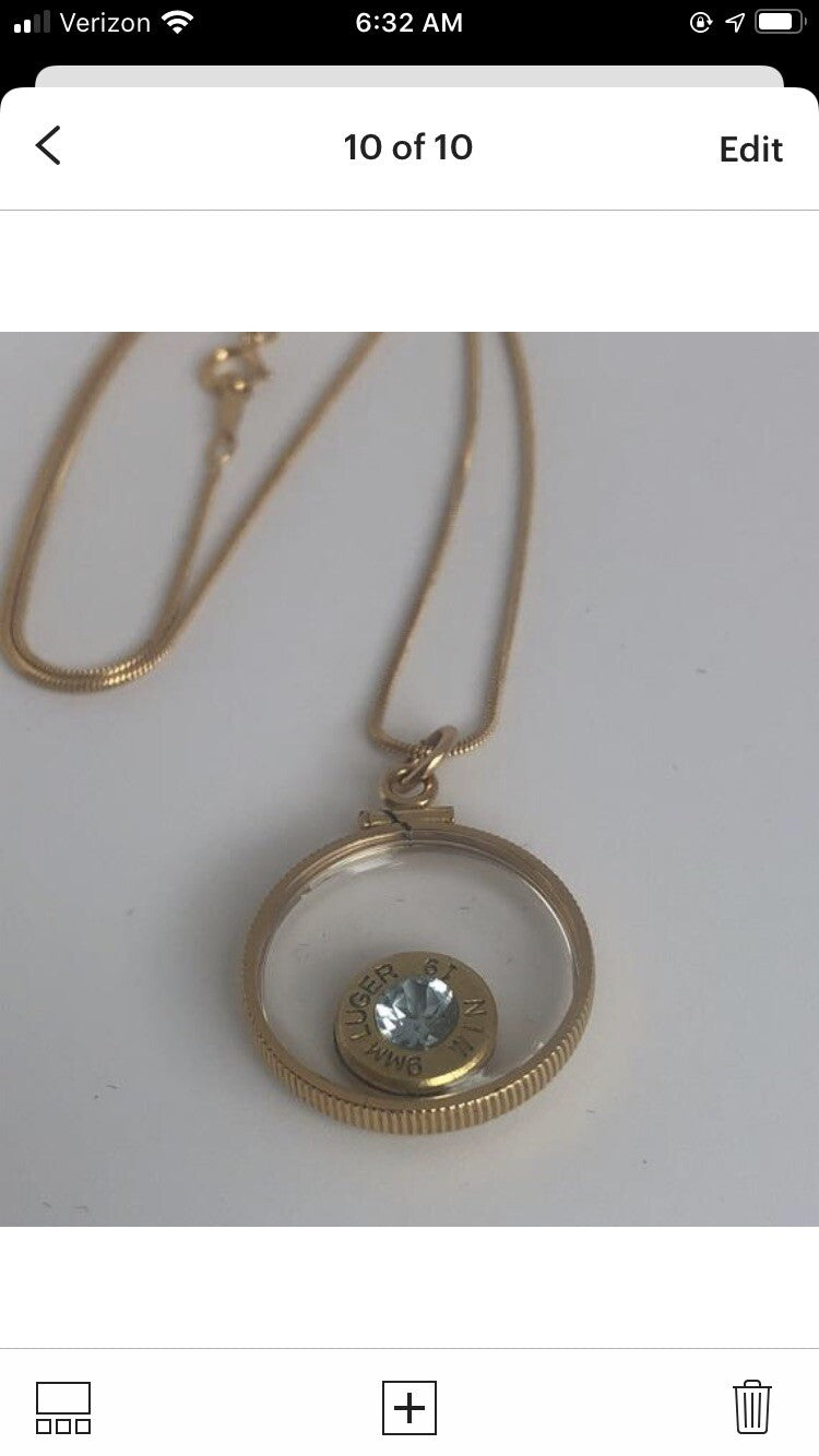 14k GF Handmade 9mm bullet necklace, new with Aquamarine or Tourmaline gemstone