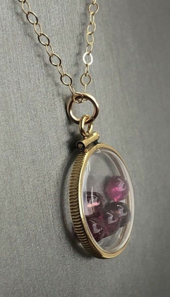 Vintage 12k gold filled shaker locket with 5 beautiful pink tourmaline cabochons