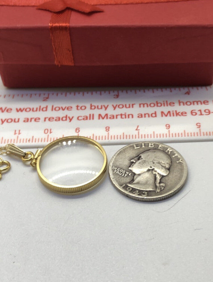 20 mm Empty Glass Shaker locket 14k gold filled with chain, gems free tool