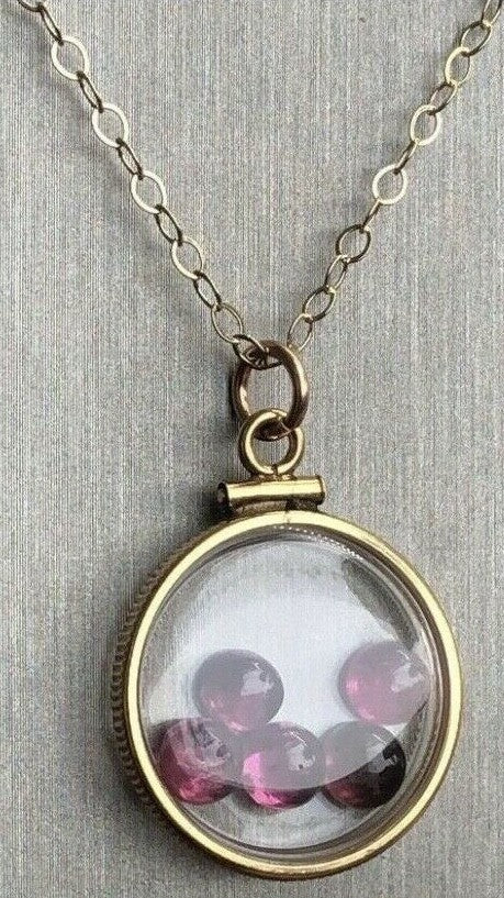 Vintage 12k gold filled shaker locket with 5 beautiful pink tourmaline cabochons