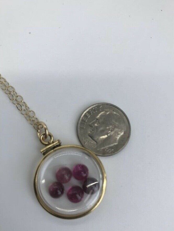 Vintage 12k gold filled shaker locket with 5 beautiful pink tourmaline cabochons