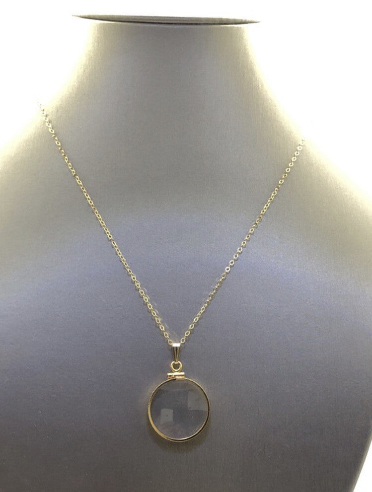 20 mm Empty Glass Shaker locket 14k gold filled with chain, gems free tool