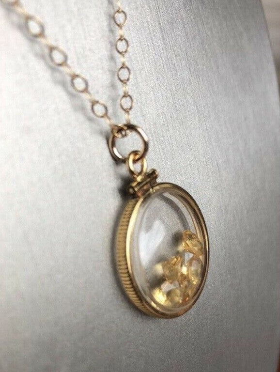 Vintage 12k gold filled shaker locket with 5 beautiful natural Citrine Gems