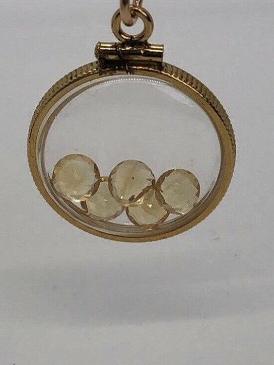 Vintage 12k gold filled shaker locket with 5 beautiful natural Citrine Gems