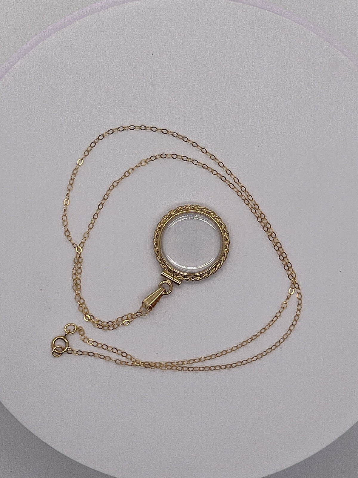 Empty Customizable 21mm 14k gold filled Lucite Shaker locket w/ Rope Edge