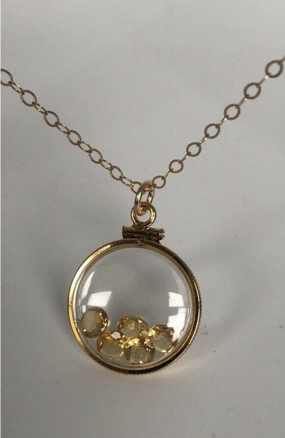 Vintage 12k gold filled shaker locket with 5 beautiful natural Citrine Gems
