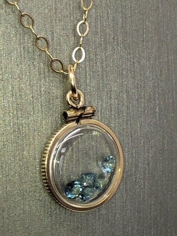 Vintage 12k gold filled shaker locket with five round cut 3mm Topaz gemstones