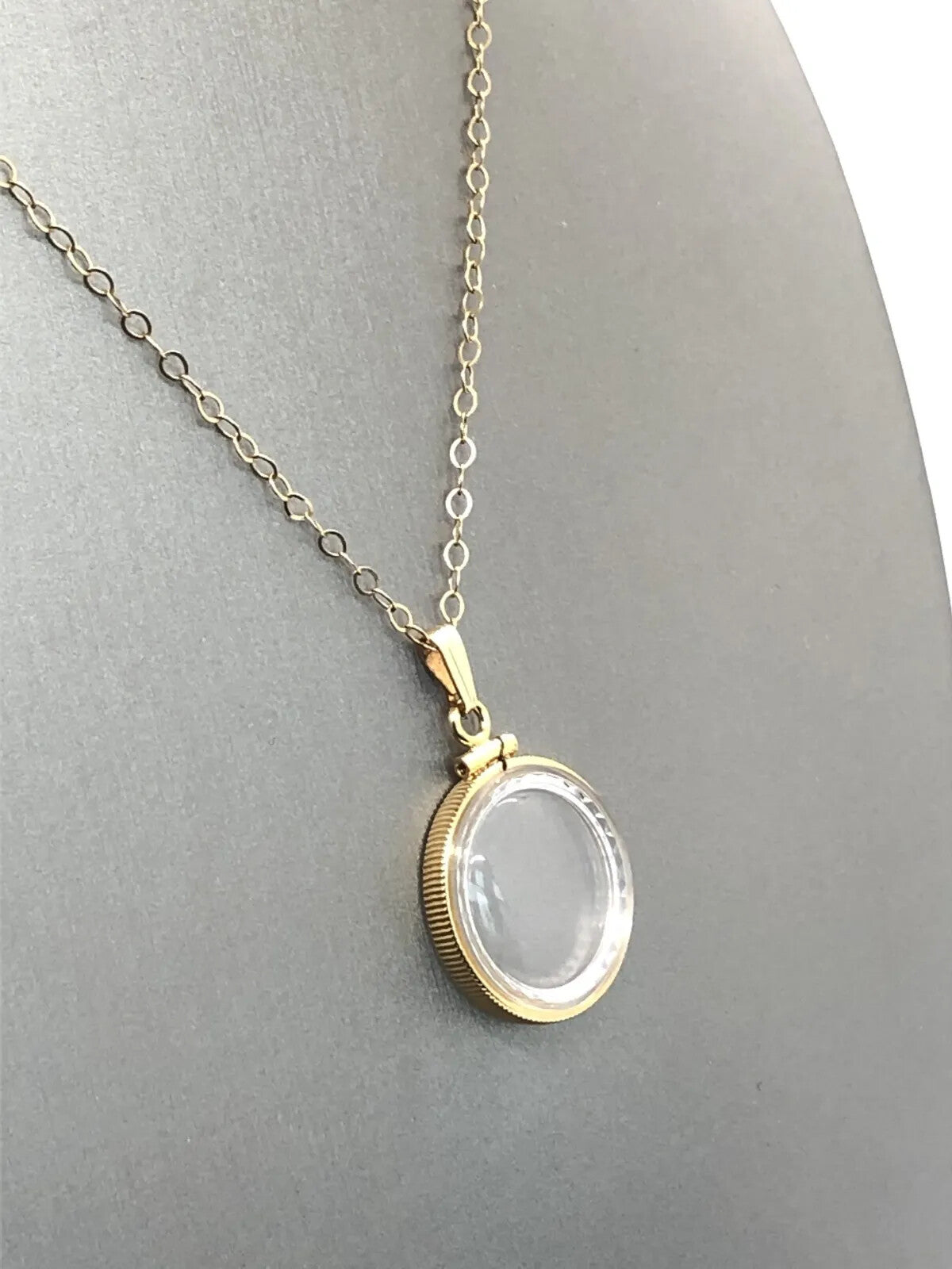 Empty Customizable 20mm 14k gold filled Lucite Shaker locket, diamond edge