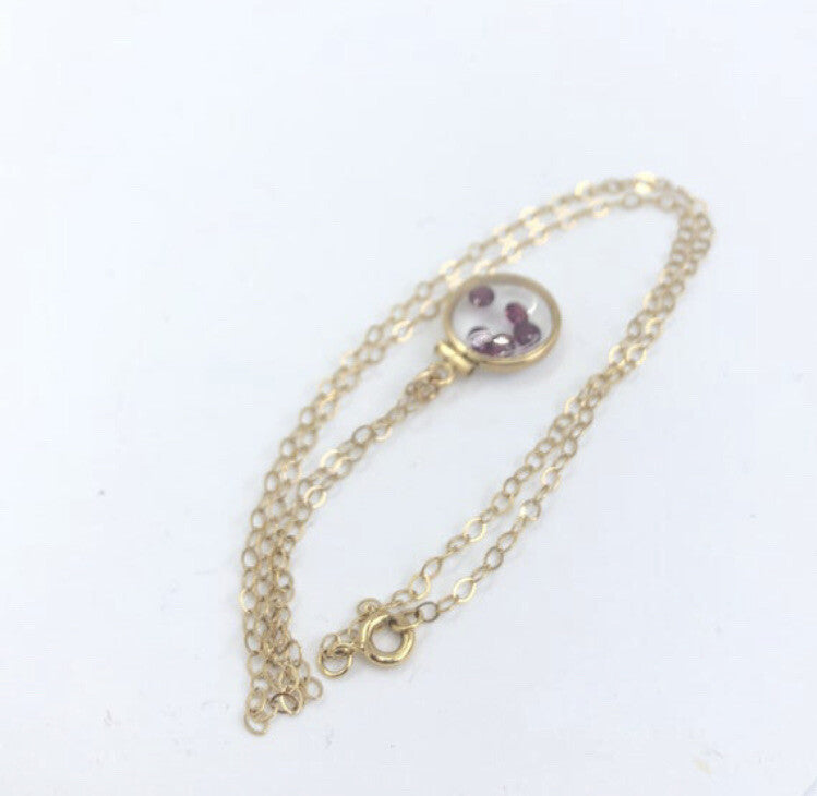 12.5 mm Handmade 14k gold filled shaker locket with 0.91 TCW of genuine garnets