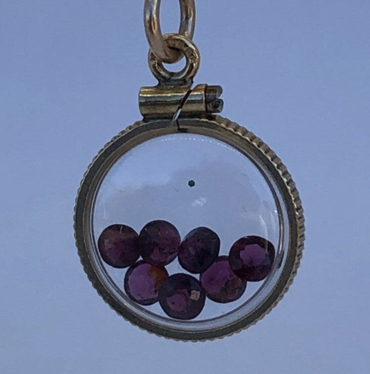 15 mm Vintage 12k gold filled shaker locket with 1.16 TCW 3 mm cut garnets, Jan