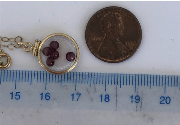 12.5 mm Handmade 14k gold filled shaker locket with 0.91 TCW of genuine garnets