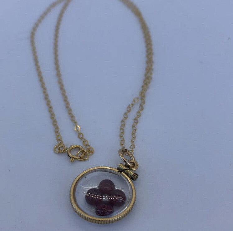 15 mm Vintage 12k gold filled shaker locket with 1.16 TCW cabochon garnet gems