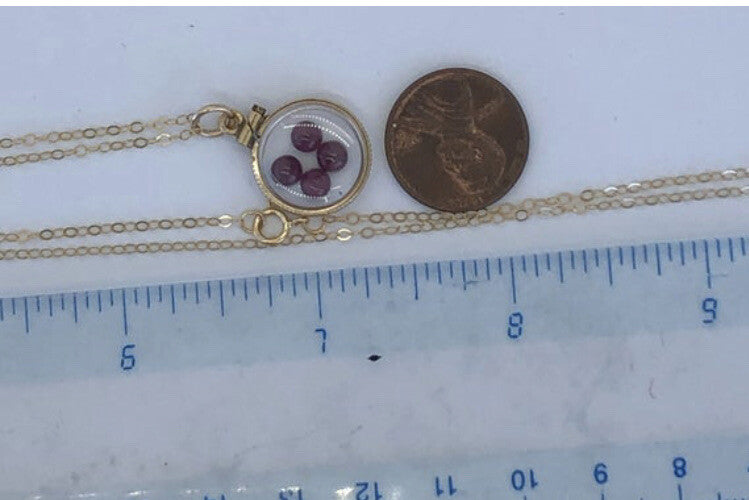 15 mm Vintage 12k gold filled shaker locket with 1.16 TCW cabochon garnet gems
