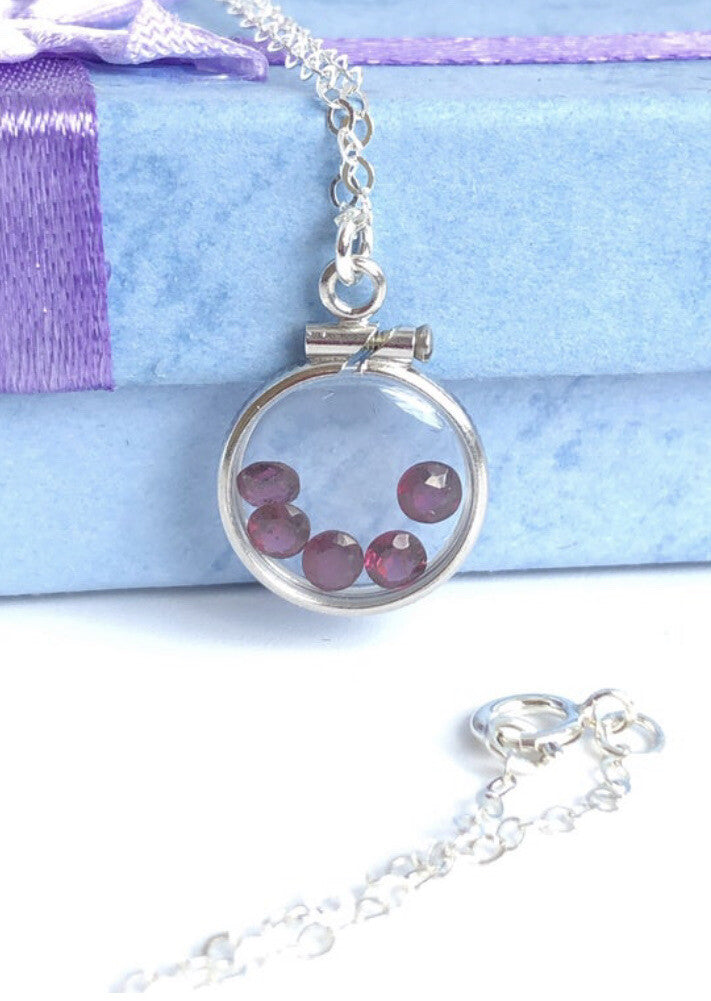 12.5 mm Handmade sterling silver shaker locket with 0.85 TCW of genuine garnets