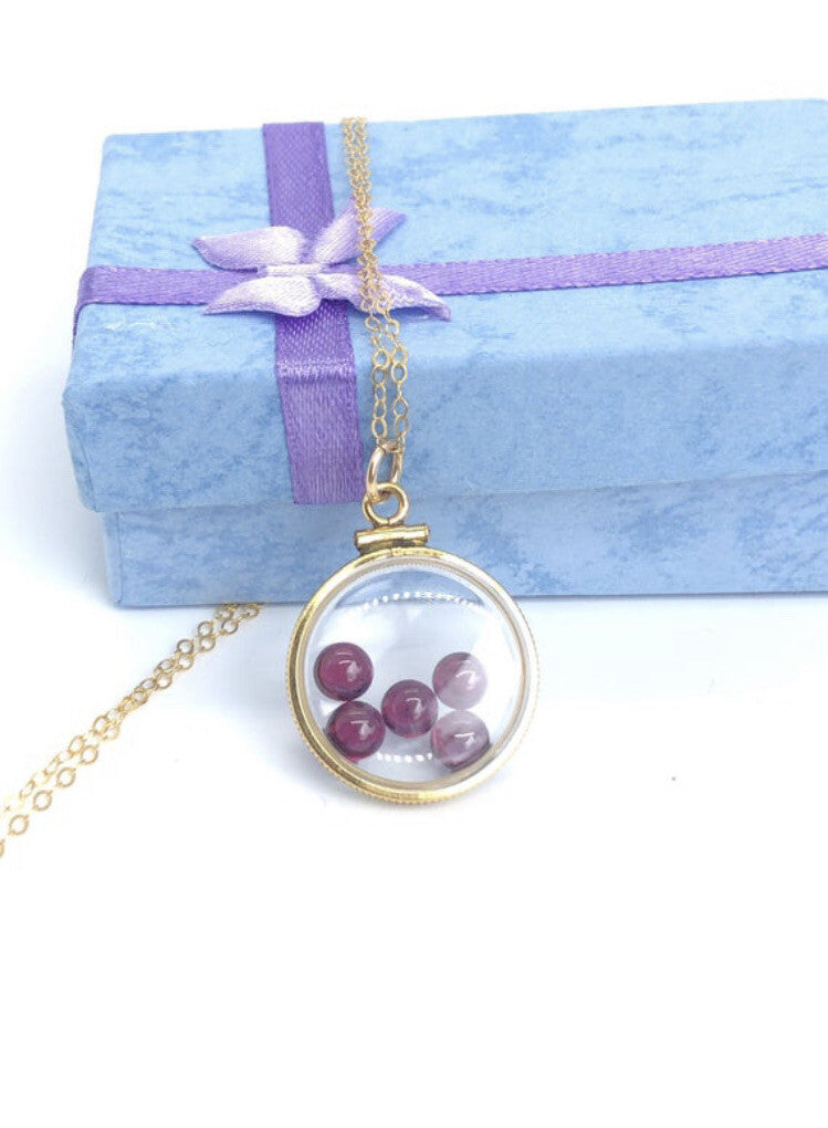 20 mm Vintage 12k gold filled shaker locket with 4 TCW Garnets, January Birth
