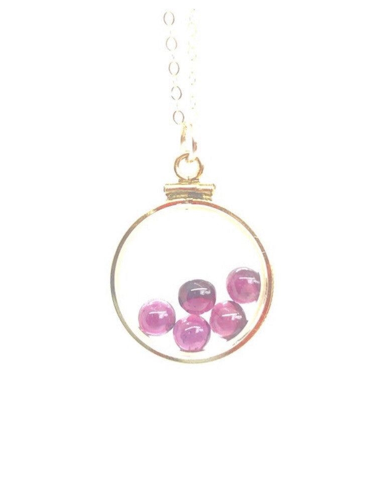 20 mm Vintage 12k gold filled shaker locket with 4 TCW Garnets, January Birth