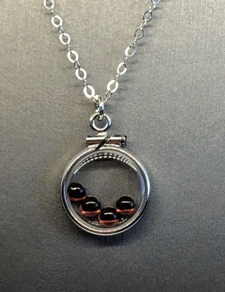 12.5 mm Handmade sterling silver shaker locket with 0.85 TCW of genuine garnets