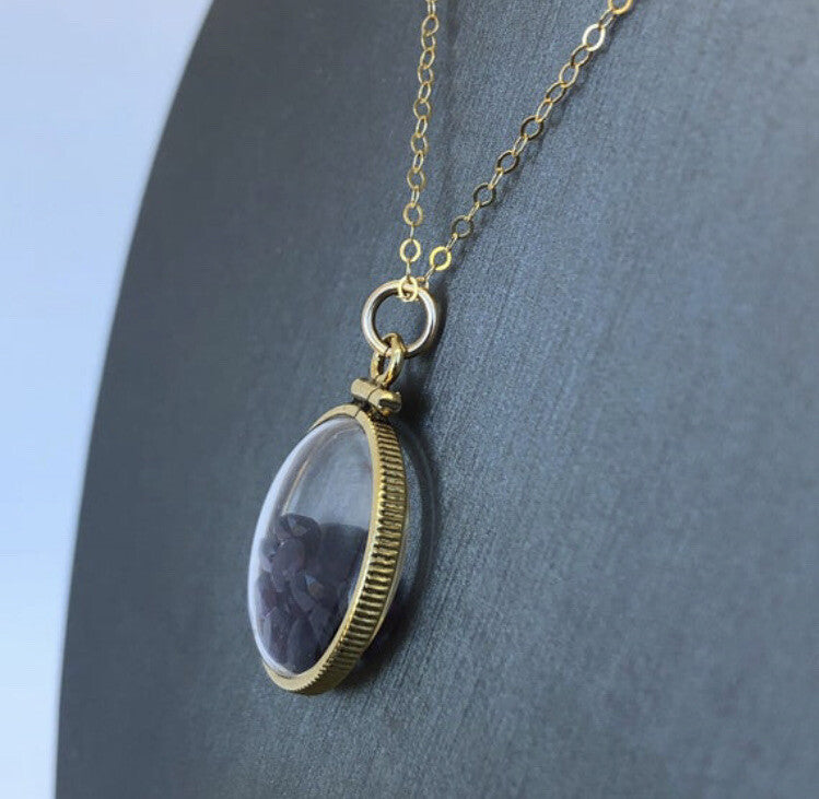 20mm 14k gold filled Shaker locket, 4.16 TCW genuine Garnet gems, January Birth