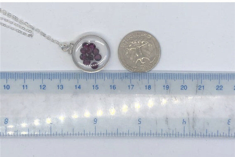 20 mm Sterling Silver Shaker locket with 4.16 TCW genuine 4 mm Garnets, January