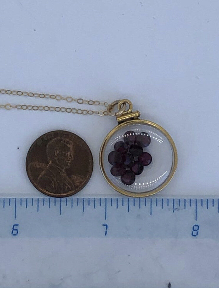 20mm 14k gold filled Shaker locket, 4.16 TCW genuine Garnet gems, January Birth