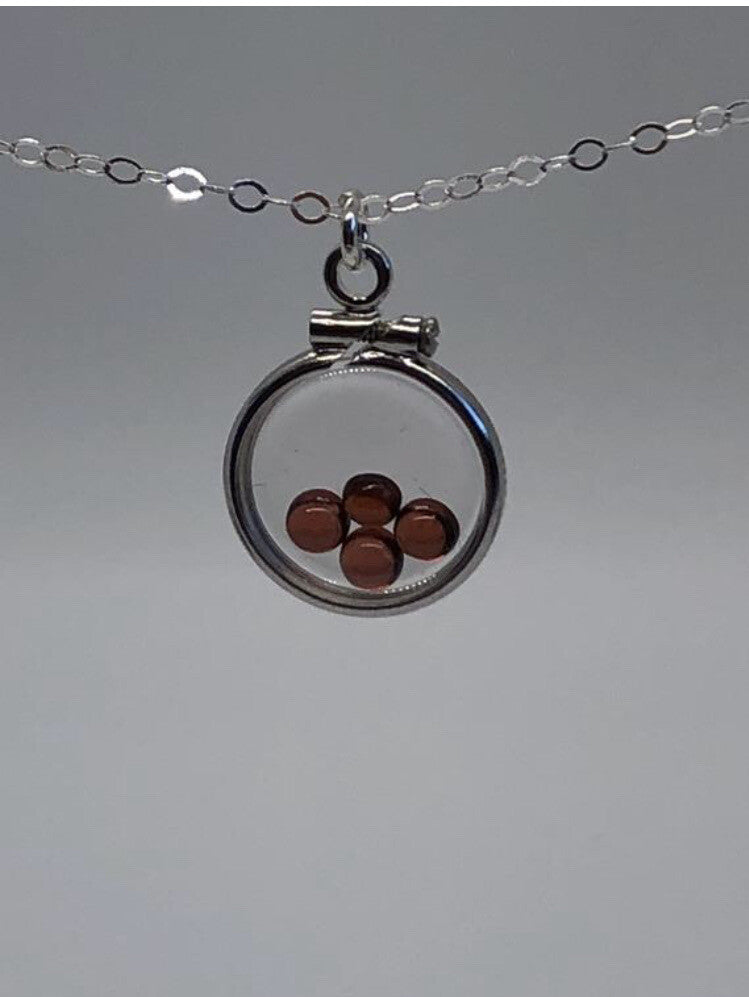 12.5 mm Handmade sterling silver shaker locket with 0.85 TCW of genuine garnets
