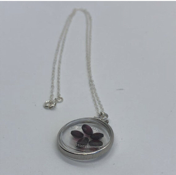 20 mm Sterling Silver Shaker locket with 2.55 TCW genuine Garnets, January