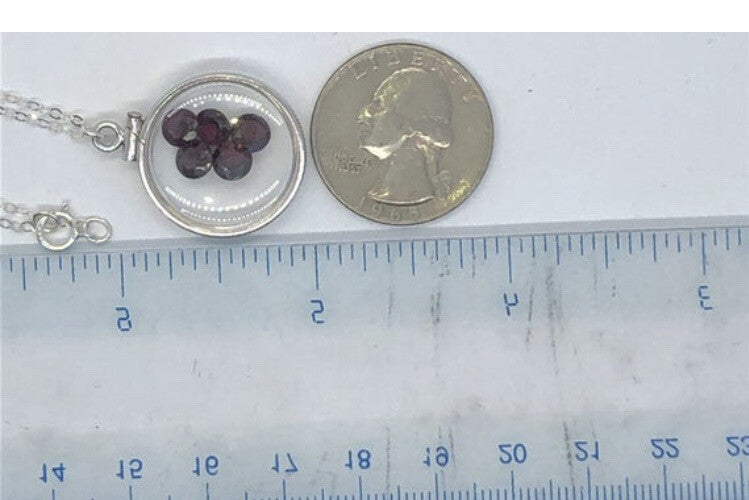 20 mm Sterling Silver Shaker locket with 2.55 TCW genuine Garnets, January