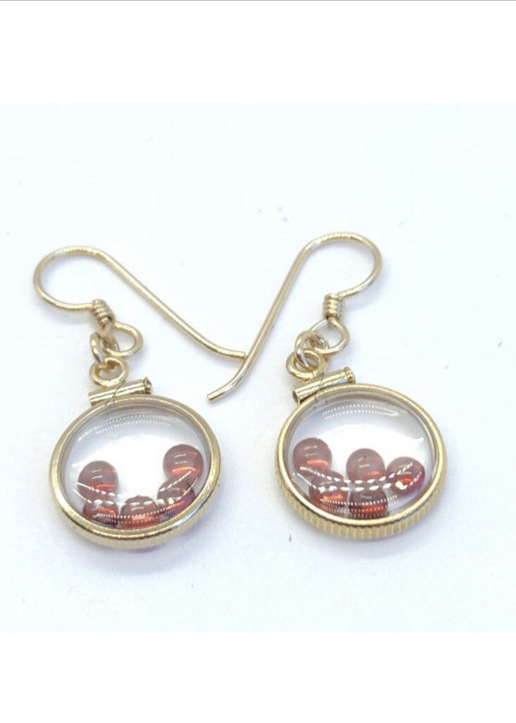Handmade 14k gold filled shaker locket Earrings 2.2 TCW of genuine garnets